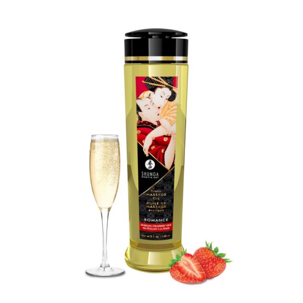 Shunga - Romance Massage Olie Sparkling Stawberry Wine - 240 ml - Afbeelding 2