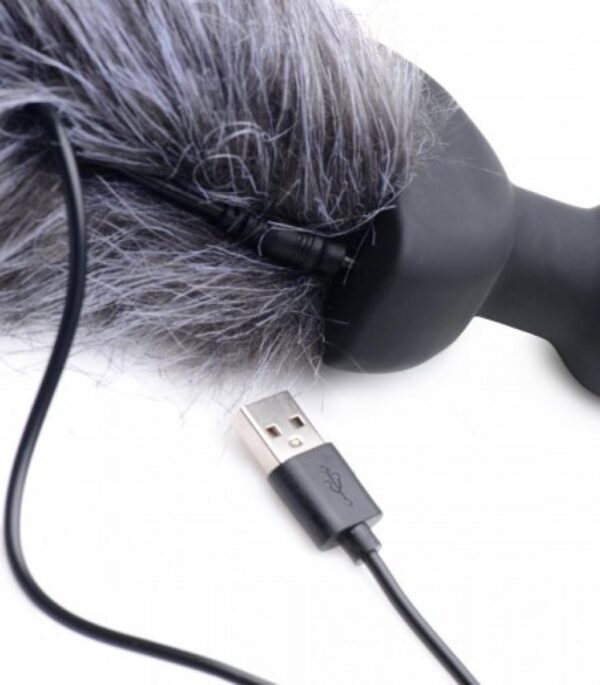 Vibrerende Anaal Plug Met Vossenstaart - Grijs - Afbeelding 3