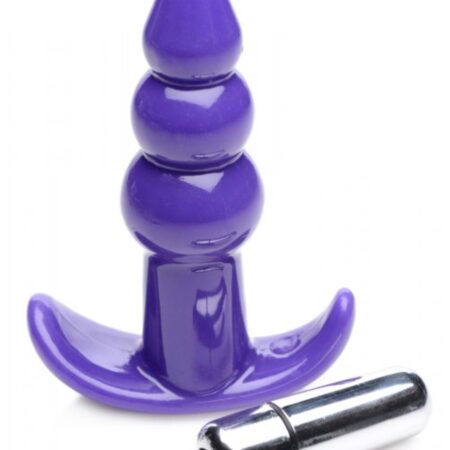 Bubbling Vibrerende Anaalplug Met Ribbels - Paars