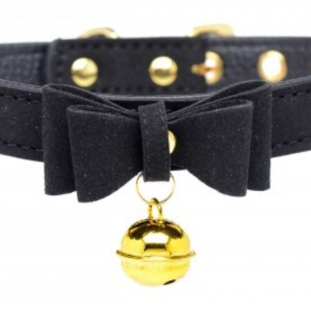 Golden Kitty Collar Met Kattenbelletje - Zwart/Goud