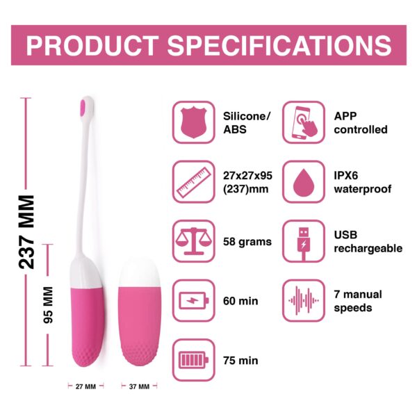 Magic Motion - Vini App Controlled Vibratie Eitje - Koraal/Geel - Afbeelding 2