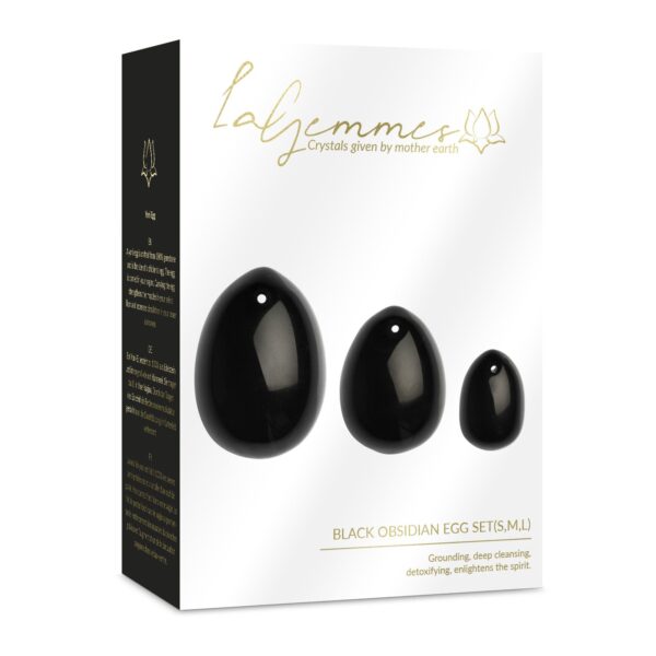 La Gemmes - 3-delige Yoni Egg Set - Zwarte Obsidiaan - Afbeelding 2