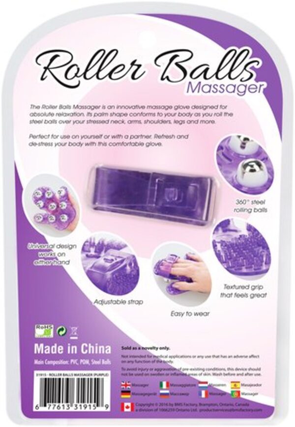 Roller Balls Massage Handschoen - Paars - Afbeelding 7