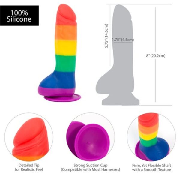 Addiction - Justin Rainbow Siliconen Dildo - 19 cm - Afbeelding 5