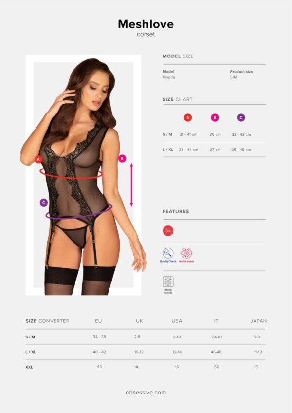 Meshlove Jarreteltop en String - Zwart - Afbeelding 3