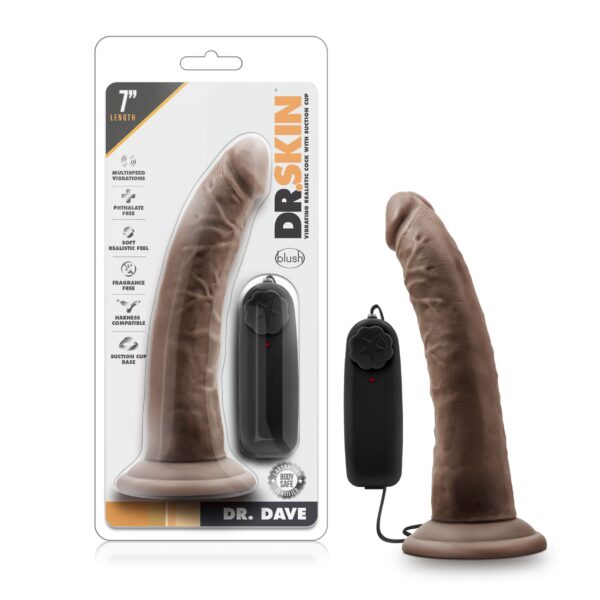 Dr. Skin - Dr. Dave Vibrator Met Zuignap - Chocolate - Afbeelding 5