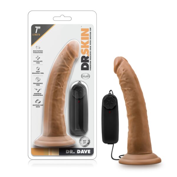 Dr. Skin - Dr. Dave Vibrator Met Zuignap - Mocha - Afbeelding 5