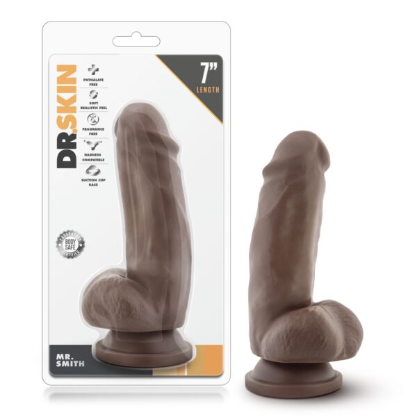 Dr. Skin - Mr. Smith Dildo Met Zuignap 19 cm - Chocolate - Afbeelding 3