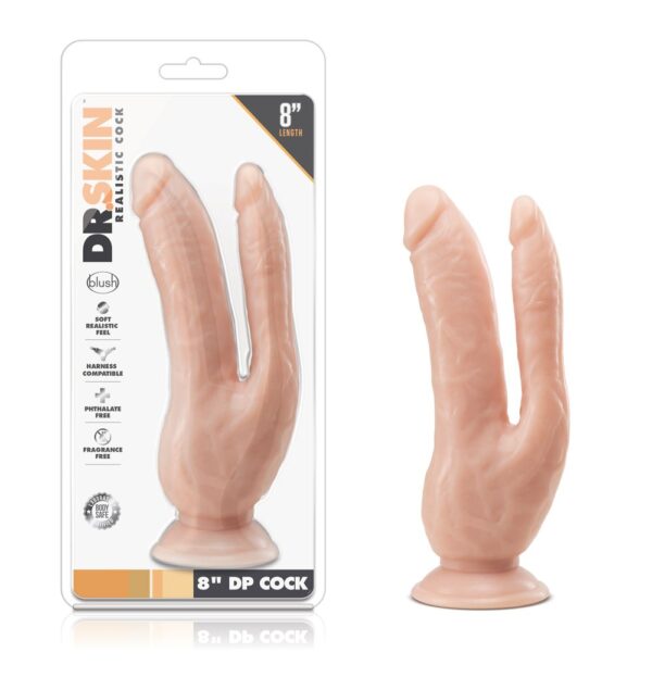 Dr. Skin - Dubbele Dildo 21 cm - Vanilla - Afbeelding 4