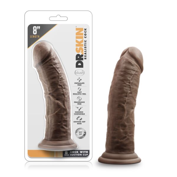 Dr. Skin - Realistische Dildo Met Zuignap 20 cm - Chocolate - Afbeelding 6