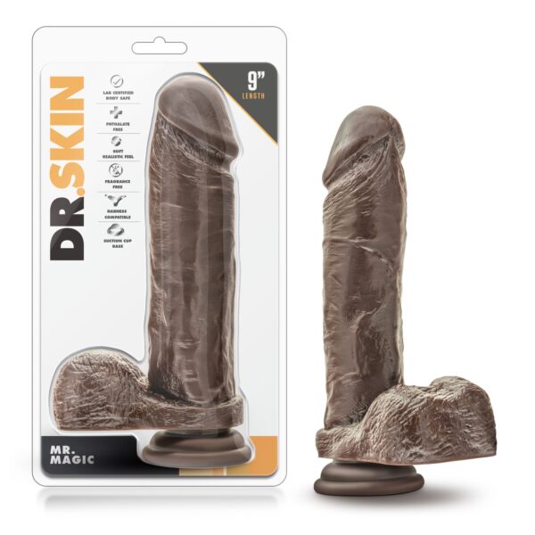 Dr. Skin - Mr. Magic - 9 inch Dildo with Suction Cup - Chocolate - Afbeelding 5