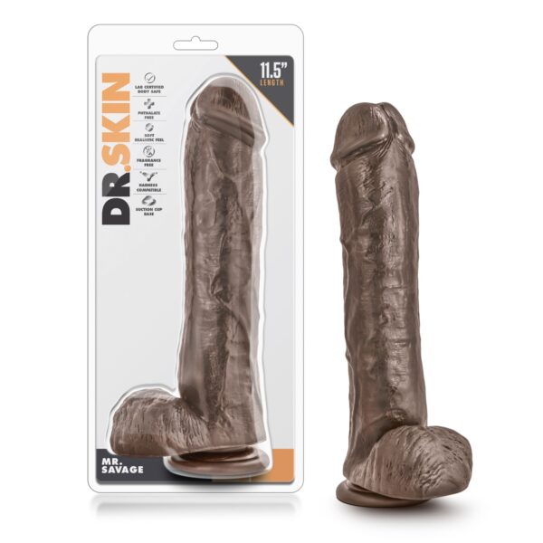 Dr. Skin - Mr. Savage Dildo Met Zuignap 29 cm - Chocolate - Afbeelding 5
