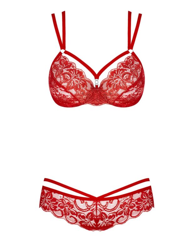 2-Delige Kanten BH Set - Rood - Afbeelding 3