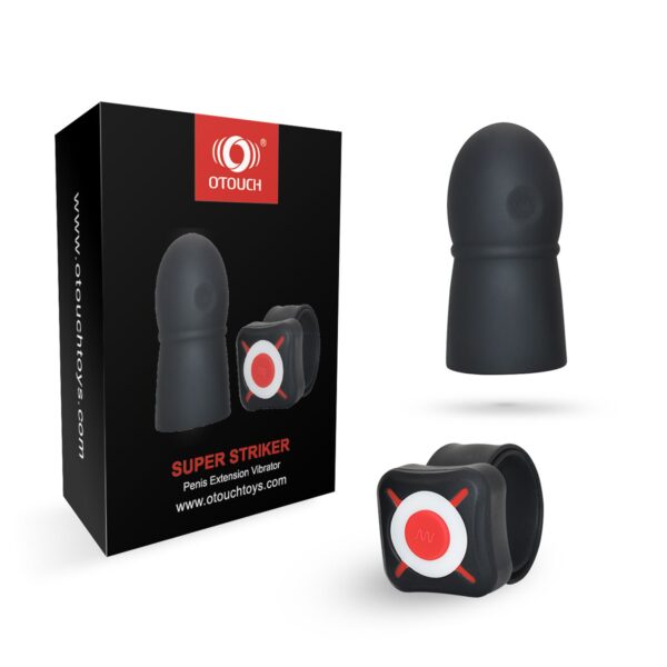 OTOUCH - Super Striker Verlengende Penis Sleeve Met Vibraties - Zwart - Afbeelding 6