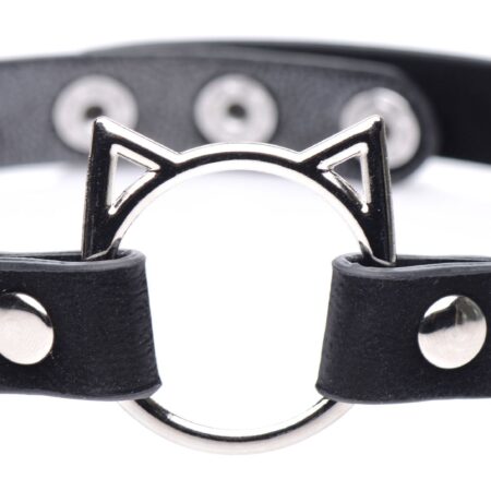 Kinky Kitty Ring Slim Choker - Zwart