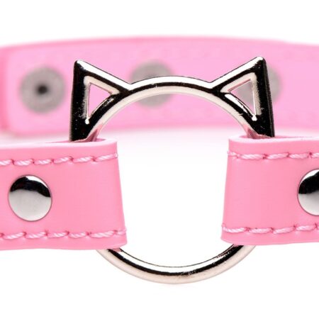 Kinky Kitty Ring Slim Choker - Roze