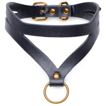 Bondage Baddie Collar Met O-ring - Zwart/Goud