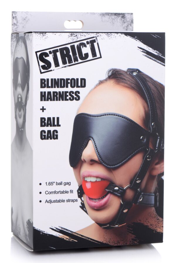 Kinky Verstelbaar Harnas Met blinddoek En Ballgag - Afbeelding 4