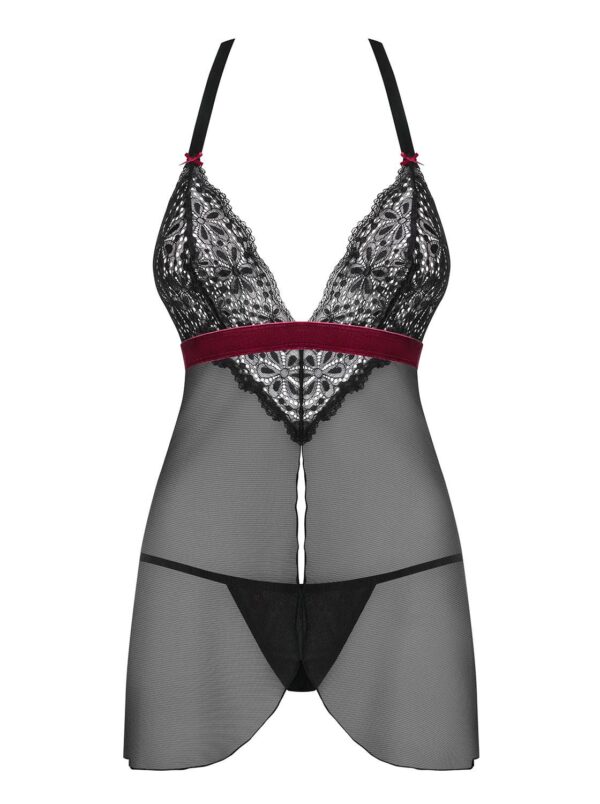 Rossita Babydoll Met Sexy String - Zwart - Afbeelding 3