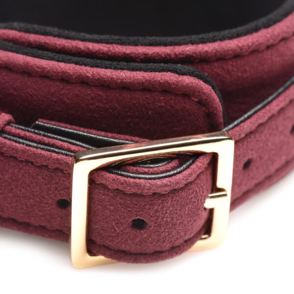 6-delige BDSM Suede Boeienset Met Collar En Riem - Bordeaux - Afbeelding 2