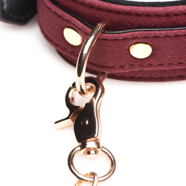 6-delige BDSM Suede Boeienset Met Collar En Riem - Bordeaux - Afbeelding 3