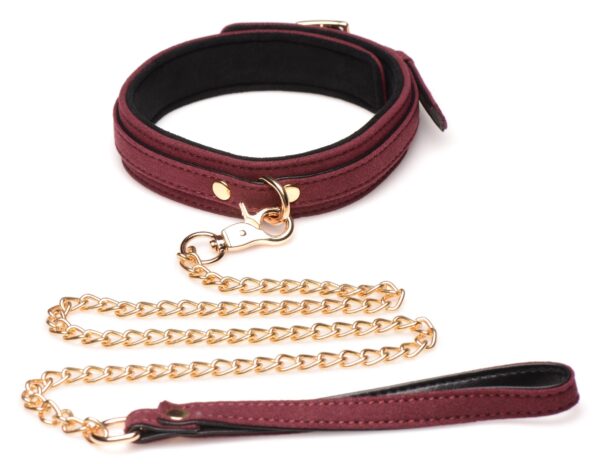 6-delige BDSM Suede Boeienset Met Collar En Riem - Bordeaux - Afbeelding 6