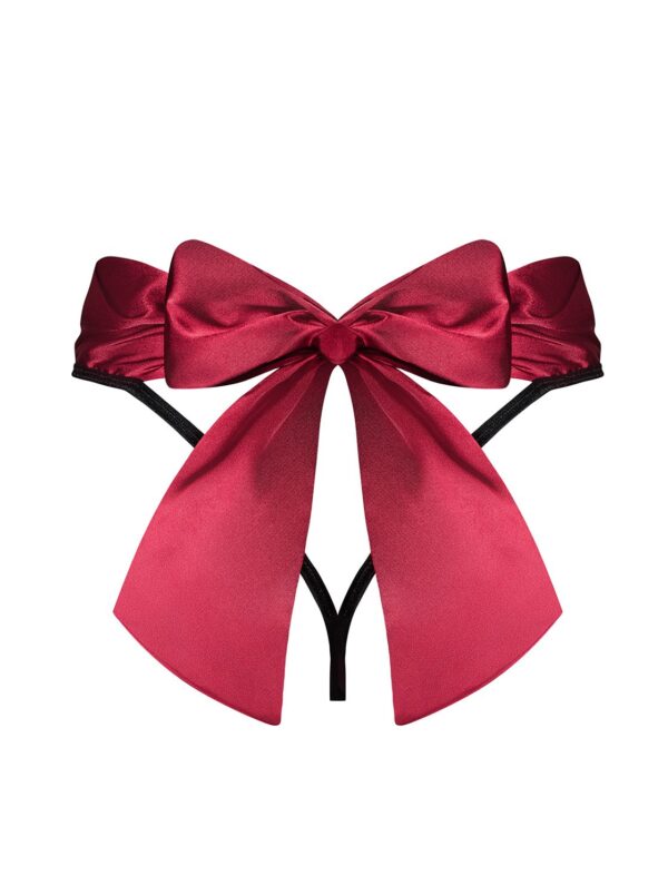 Tienesy String Met Sexy Strik - Zwart/Rood - Afbeelding 4