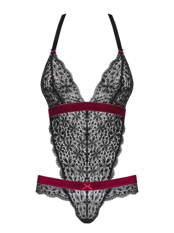 Rossita Kanten Body - Zwart/Rood - Afbeelding 6