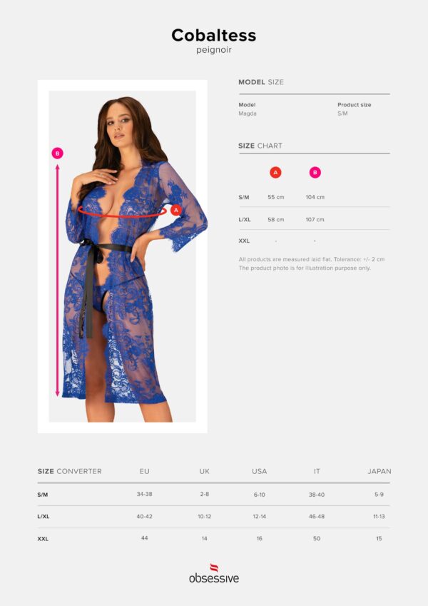 Cobaltess Kanten Kimono - Blauw - Afbeelding 5