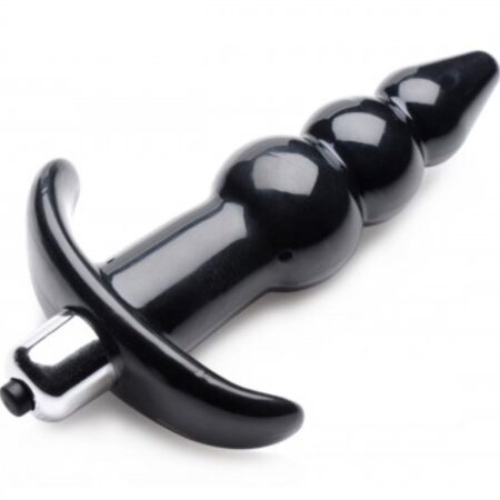 Bubbling Vibrerende Anaalplug Met Ribbels - Zwart