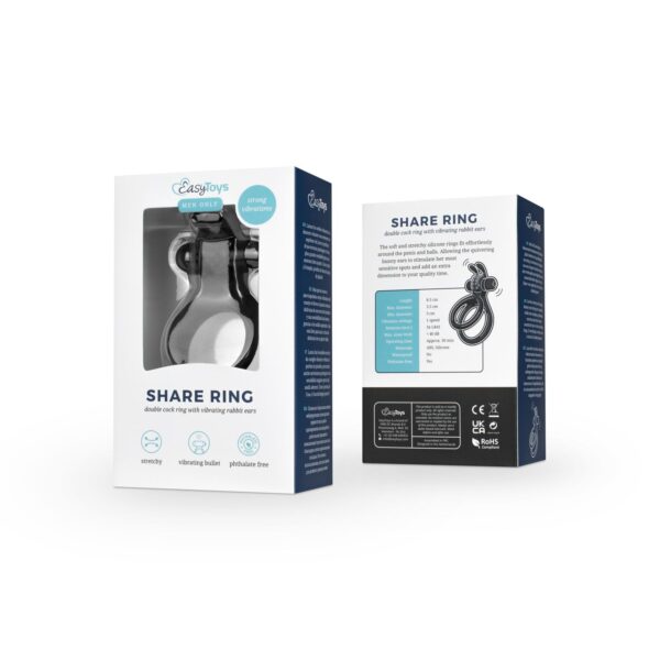 Share Ring - Dubbele Vibrerende Cockring Met Rabbit Oortjes - Afbeelding 2