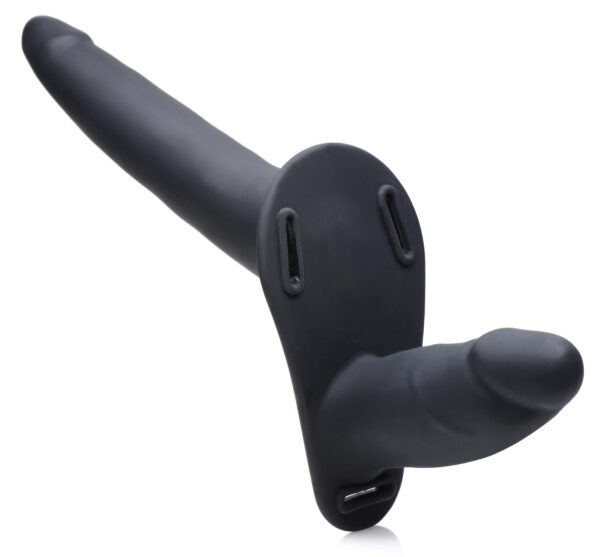 Power Pegger Dubbele Strap-On Vibrator - Zwart - Afbeelding 2