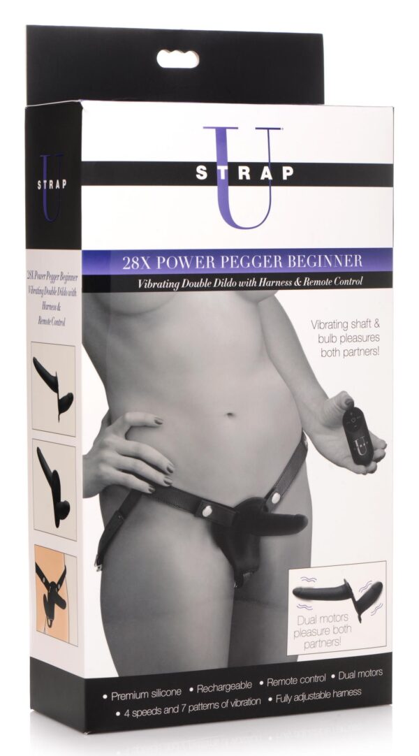 Power Pegger Dubbele Strap-On Vibrator - Zwart - Afbeelding 4