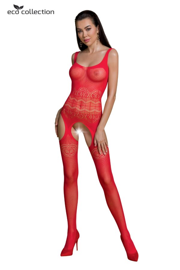 Jarretel Catsuit met design rood - Afbeelding 2