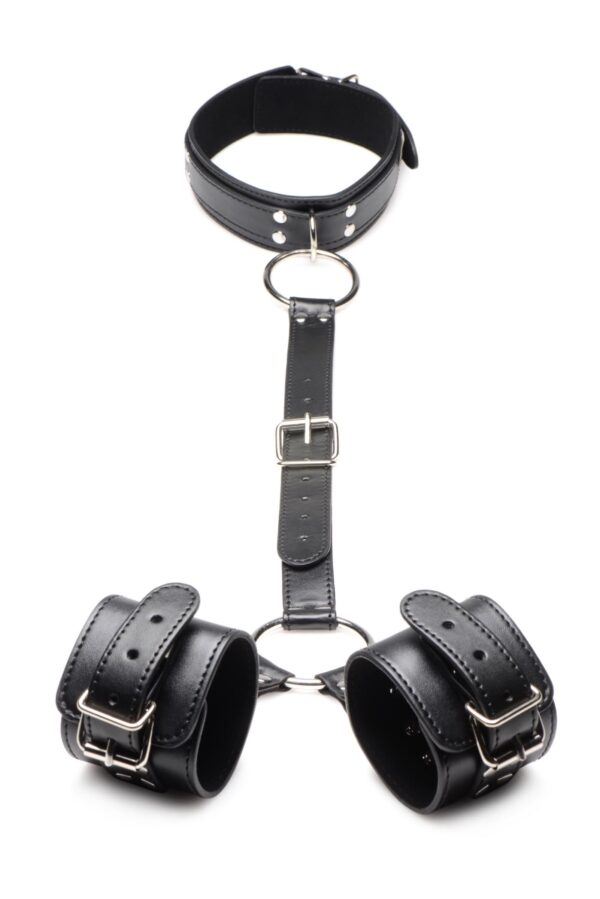 Halsband Met Polsboeien Restraint Set - Zwart - Afbeelding 4