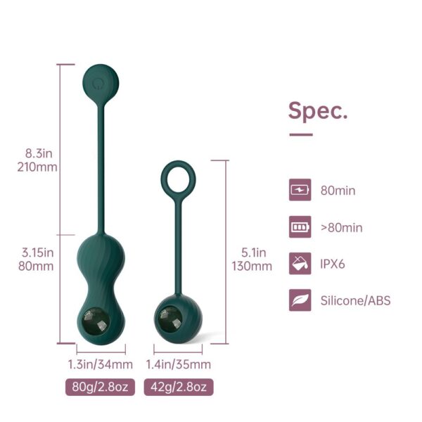 Magic Motion - Duo Smart Kegel Vibrator met Gewichtenset - Groen - Afbeelding 5