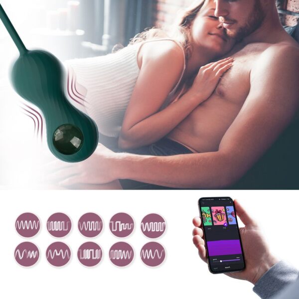 Magic Motion - Duo Smart Kegel Vibrator met Gewichtenset - Groen - Afbeelding 9