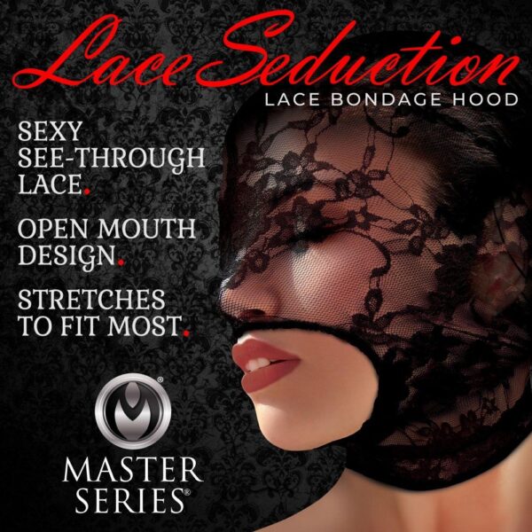 Lace Seduction Bondage Masker - Zwart - Afbeelding 4