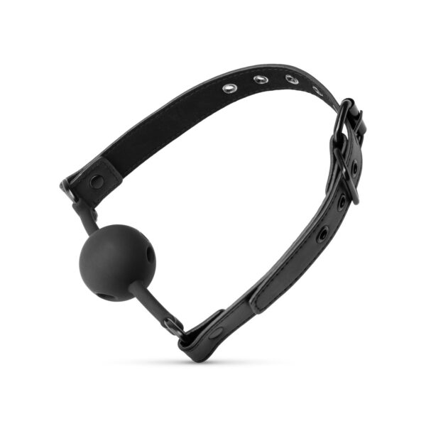 Open Siliconen Ball Gag - Zwart - Afbeelding 4