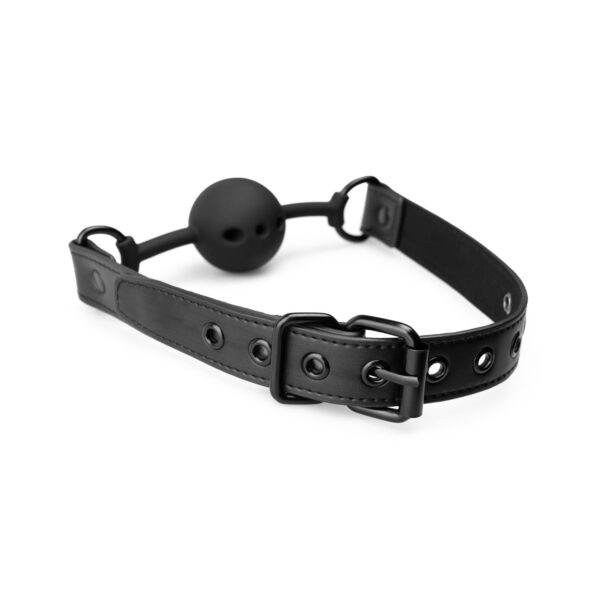 Open Siliconen Ball Gag - Zwart - Afbeelding 8