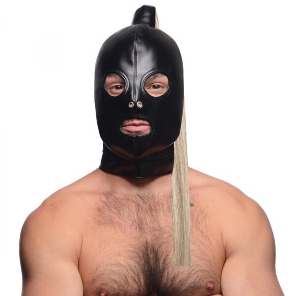 Ponytail Bondage Hood - Zwart - Afbeelding 2