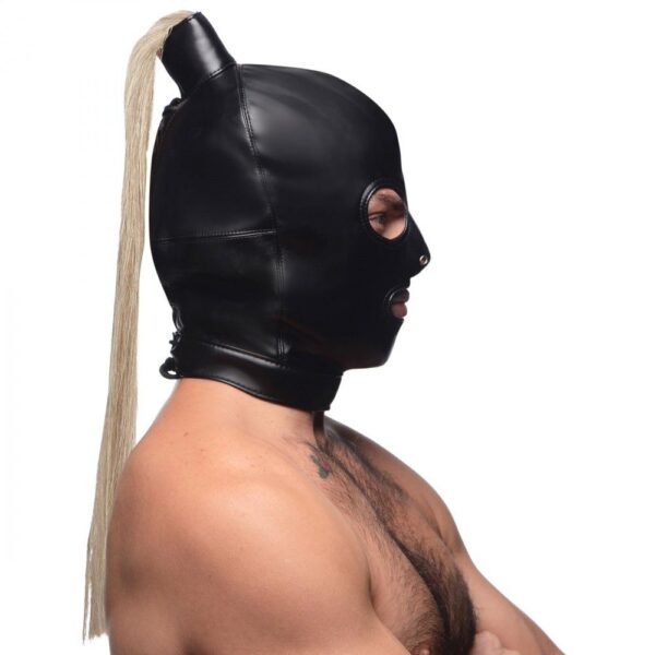 Ponytail Bondage Hood - Zwart - Afbeelding 3