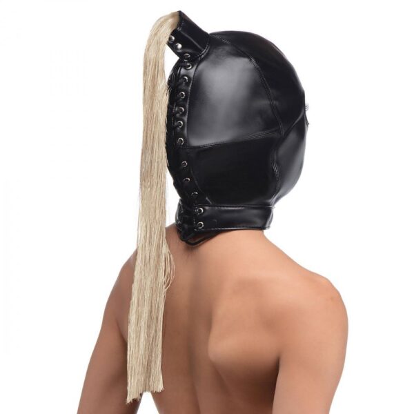 Ponytail Bondage Hood - Zwart - Afbeelding 4