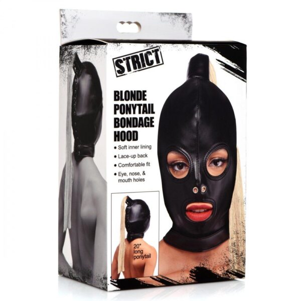 Ponytail Bondage Hood - Zwart - Afbeelding 6