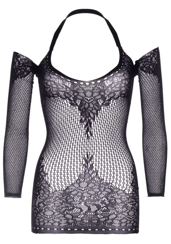 Twist Halter Kanten Jurk - Zwart - Afbeelding 3