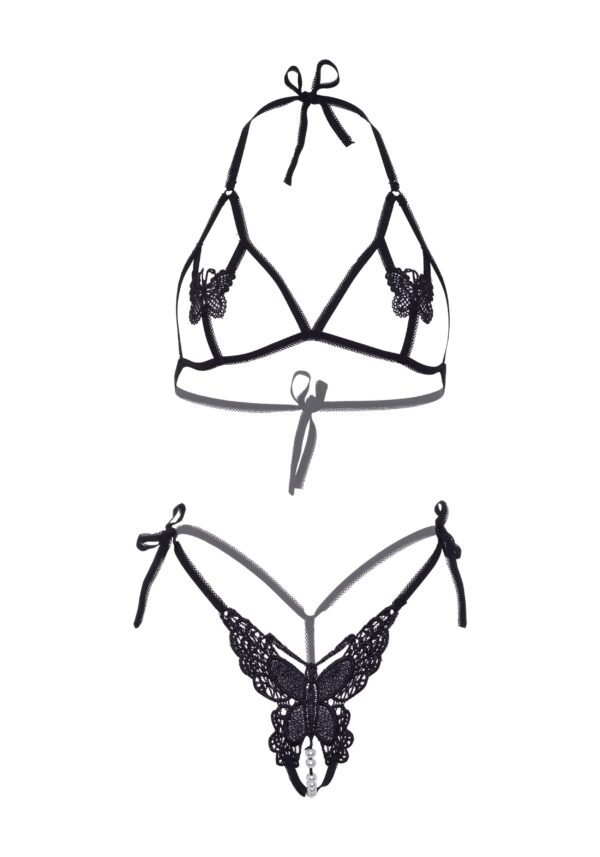 Open cup BH en Parels panty - Zwart - Afbeelding 10