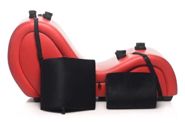 Kinky Seks Sofa Met Boeien en Positie Kussens - Zwart/Rood - Afbeelding 3
