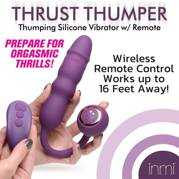 Thru Thumper Stotende Siliconen Vibrator met Afstandsbediening - Afbeelding 3