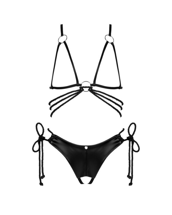 Cordellis- Sexy open cuploos set met open kruis - Zwart - Afbeelding 4