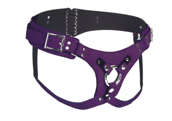 Korset Deluxe Leren Strap On - Paars - Afbeelding 2